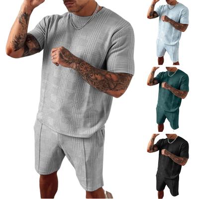 China 2022 Summer Clothing Short Sleeve Plain T-shirt QUICK DRY Solid Pants Custom Made Mens Tracksuit Set Short Jogger Sets for sale