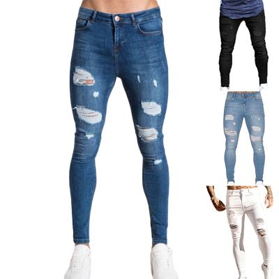 China 2022 Fashion Amazon Breathable Hot Sale Custom Ripped Jeans Men Skinny Jeans Distressed Jeans Men for sale