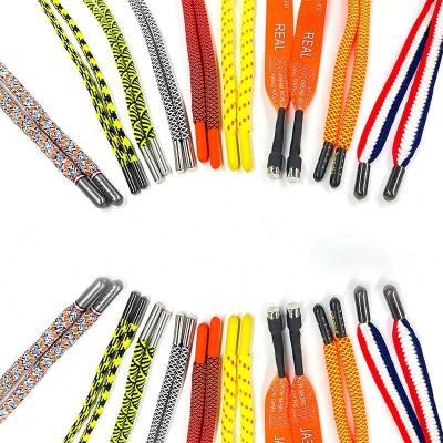 China Logo Draw Cord With Shoes round laces silicone tie cord cheap custom cord laces for sale