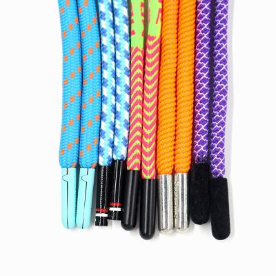 China Custom Colorful Jacquard Wholesale Polyester Twine With Tips Dipped Ends Cord Cords for sale