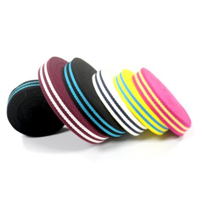 China Multicolor Sustainable Woven Cotton Band Stripe Stripe Cotton Webbing For Clothes Bags Shoes for sale