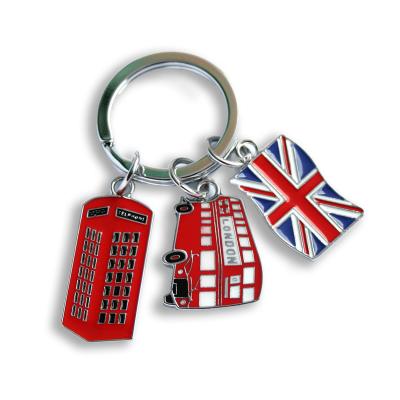 China Custom Metal England Bus Key Chain Charms Engrave Die Casting Metal Key Chain for sale