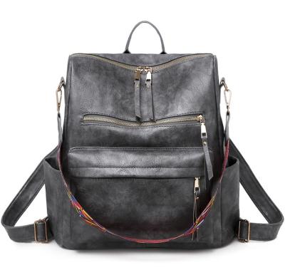 China High quality waterproof women fashion soft leather backpack ladies wholesale retro PU travel backpack for sale