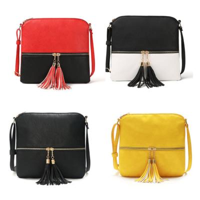 China High Quality Women PU Leather Adjustable Strap Fashionable Ladies Leisure Custom Cross - Body Messenger Bag With Tassel for sale