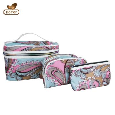 China Fashoion New Products Polyester Printed Toiletries Bag Travel Professional Women Makeup Bag Set for sale