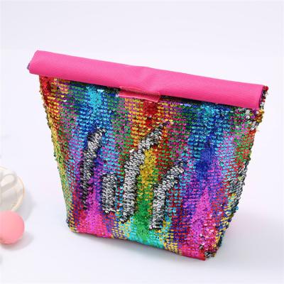 China Lunch bags fashion sequin girls new trends lunch bag small outdoor picnic bag 4 colors cooler bag wholesale for sale