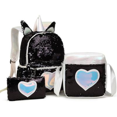 China Unicorn Backpack Waterproof For Girls Sequin Bookbag Preschool Cute Animal Back To School Children Unicorn Sequin Backpack Bag Set for sale