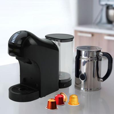 China Hotel Multifunctional Reusable Black Manual Hot and Cold Water Drawer Nespresso Dolce Enthusiasm Powder Capsule Plastic Coffee Maker for sale