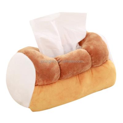 China Creative Sofa Car Bread Towel Paper Towel Plush Toast Bread Simulation Pumping Paper Box Cover Home Eco-friendly Material for sale