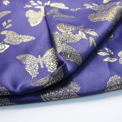 China Telas Por Mayor Butterfly Blue Brocade QUICK DRY yarn dyed woven fabric for dress for sale