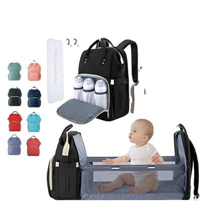 China With USB FREE SAMPLE Custom Portable Folding Baby Diaper Bag Baby Diaper Backpack Nappy Bag Travel Crib Diaper Bag Mum Stroller Bag big for sale