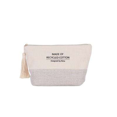 China Canvas Cosmetic Bag Custom Makeup Recycled Natural Material / Eco - Friendly Zipper With Tassels for sale