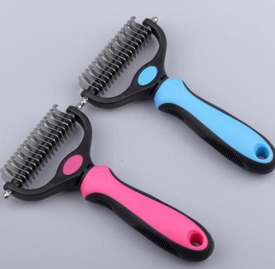 China Sustainable Pet Knot Comb With Professional 2 Sided Grooming Rake For Cats And Dogs Pet Cleaning Tools for sale