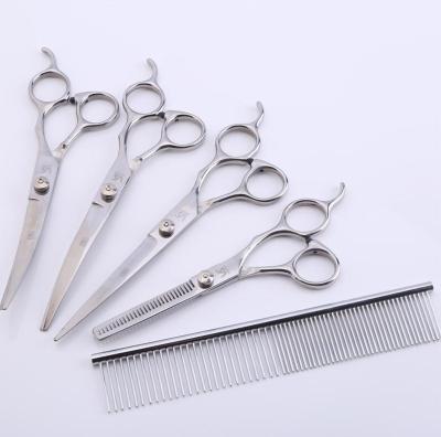 China Viable Maker Professional Pet Dog Grooming Scissors Suit 4CR Home Cutting Curved Thinning Shear Kit for sale