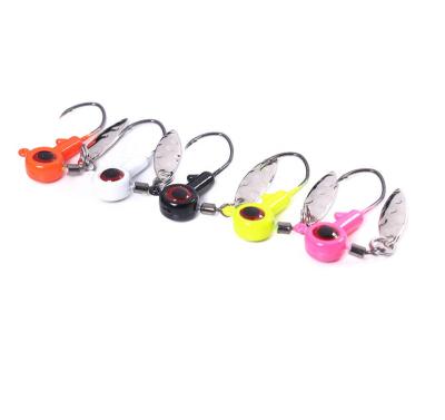 China 5pcs/bag Metal Head Jig Barbed Hook With Spoon Blade Round Head Fishing Single Hooks 1.75g/3.5g for sale