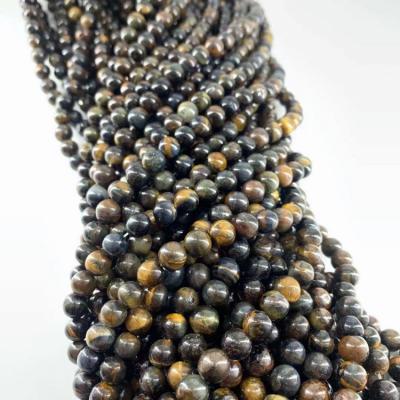 China Tiger Eye Bracelet High RATE Stone Natural Gemstone Smooth Loose Round Beads Strands Yellow Blue Tiger Eye for sale