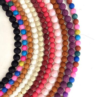 China High Quality Loose Smooth Round Lava Stone Bead Strand Lava Stone 8mm/10mm/12mm/14mm Bracelet Wholesale for sale