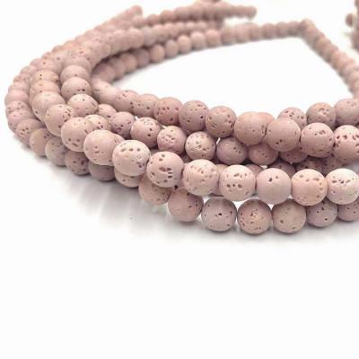 China Bracelet Skin Powder Stone 8mm/10mm /12mm/14mm Loose Smooth Smooth Round Lava Bead Strand for sale