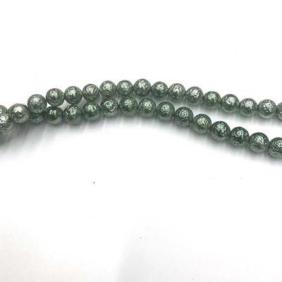 China DIY Plated Natural Stone Round Beads Painted Green Plated Volcanic Lava Stonebead For Jewelry Making for sale