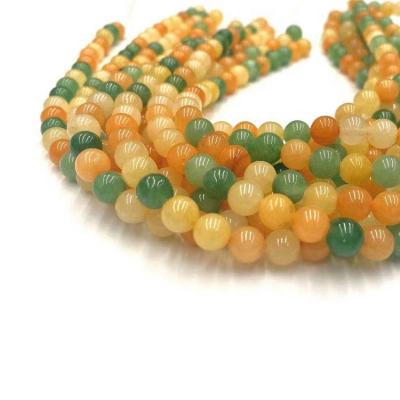 China Hot sale natural tricolor jades yellow green semi-precious stone beads bracelet for diy bracelet for jewelry making for sale