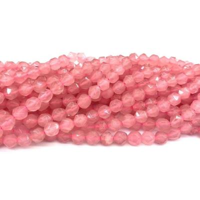 China High quality deep stone pinkGemstone 8mm faceted natural stone beads for jewelry making for sale