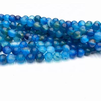 China Bracelet Natural Light Blue Agate Stone Beads Light Blue Loose Round 6/8/10mm Natural Smooth Beads For Bracelet DIY for sale