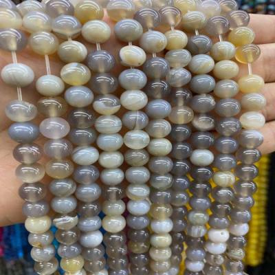 China Loose Round 6/8/10mm Natural Smooth Beads Bracelet Gray Agate Stone Beads Natural Gray Agate For DIY Bracelets for sale