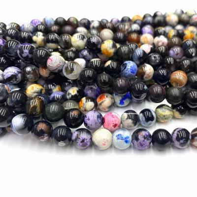 China High Quality Round 6/8/10mm Round 6/8/10mm Fire Agate Natural Gemstone Colorful Fire Agate Loose Beads For Jewelry for sale