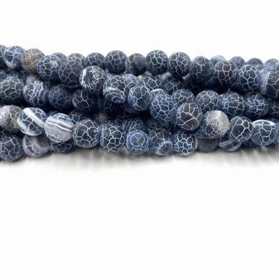 China Wholesale Natural Series Matte Weathered Agate Bead For Bracelet Blue Black Blue Gemstone 6/8/10mm Jewelry Making for sale