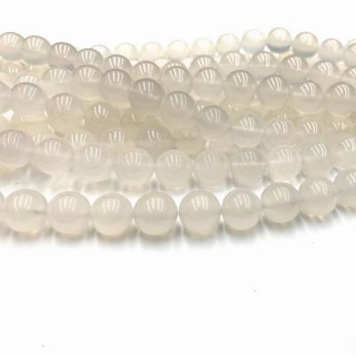 China Hot SaleNatural White Agate Bracelet Stone Beads Loose Round 6/8/10mm Natural Smooth White Beads For Jewelry Making for sale