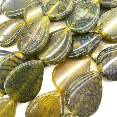 China Wholesale Bracelet Charm Matched Natural Army Green Agate Bead Water Drop Pendant Stone Pendants For Jewelry Making for sale