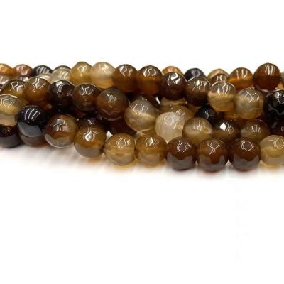 China DIY jewelry making high quality small beads faceted cut 4mm coffee natural stone agate loose beads for jewelry making for sale