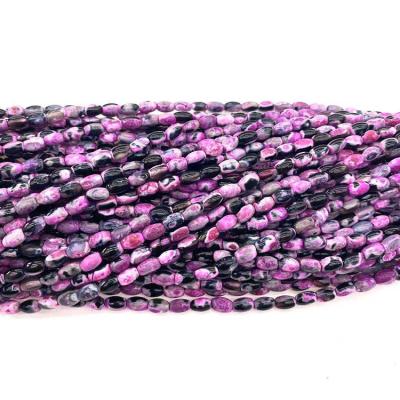 China Wholesale 4*6mm Rose Red Purple Fired Agate bracelet bead semi natural stone gemstone beads round loose beads for jewelry making for sale