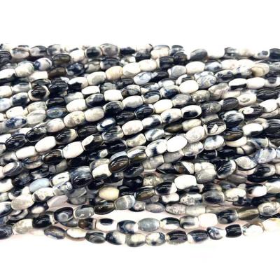 China Wholesale 4*6mm Black Fired Agate Bracelet Bead Semi Natural Stone Gemstone Beads Round Loose Beads For Jewelry Making for sale