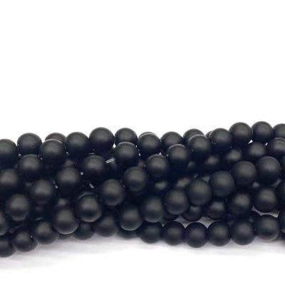 China Matte Black Smooth Loose Round DIY Jewelry Material Glass Pendant Beads Reflective Synthetic Glass Synthetic Glass Bead For Jewelry Making for sale