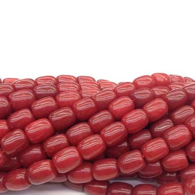 China Wholesale Tibetan Agate Bead Bracelet 9*13 Agate Coral Red Long Bucket Beads Tibet Bead For Jewelry Making for sale