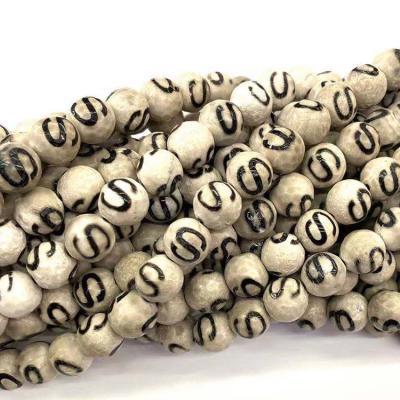 China Beads Strand Wholesale 10mm S Pattern White Loose Faceted Dzi Tibetan for sale