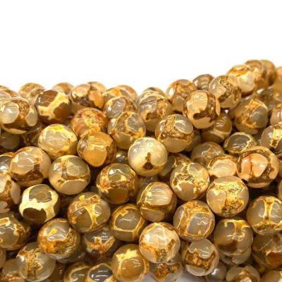 China Beads Strand Wholesale 10mm Loose Faceted Coffee Dzi Football For DIY Jewelry for sale