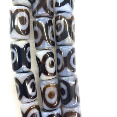 China Trendy Wholesale Natural Gemstones Tibet Dzi Agate Black And White Three Eyed Stone Bead For Jewelry Making for sale