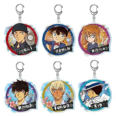 China Hot Conan Keychain Car Backpack Decor Pendant Keychain Cartoon Figure Shinichi Kudou Ran Mouri Acrylic Key Holder Anime Detective Backpack Car Decor Pendant for sale