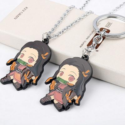 China Japanese Backpack Car Decor Anime Demon Slayer Key Holder Kimetsu No Yaiba Cartoon Figure Kamado Tanjirou Nezuko Key Chain Pendant Keychain for sale