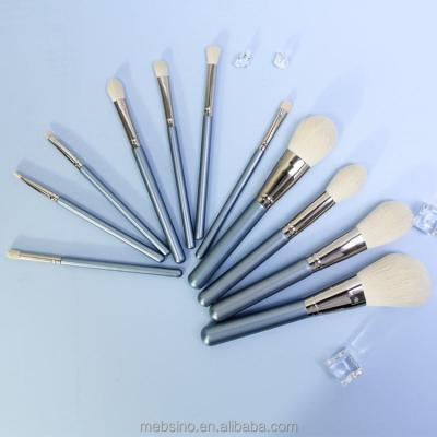 China Angular Blush Brushes Kit 11Pcs Blue Synthetic Vegan Makeup Cosmetic Brush Set With Bag for sale