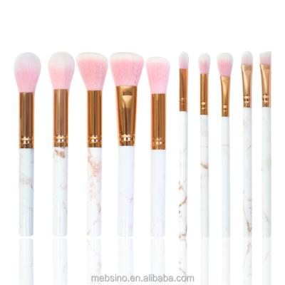 China Angular Blush Marble Makeup Brush Set 10 Pieces High End Makeup Brush Sets for sale