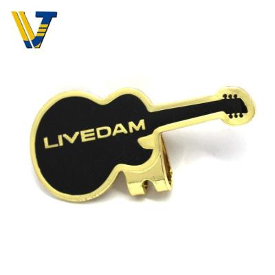 China Durable Hot Selling Guitar Shape Metal Golf Hat Clip With Ball Marker for sale