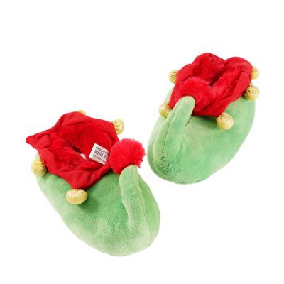 China Cushioning Wholesale Lovely Green Plush Slipper Custom Bedroom Slipper for sale