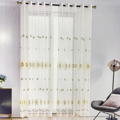 China New Style Factory Supply Embroidery Flower Insulated Window Sheer Voile Curtain for sale