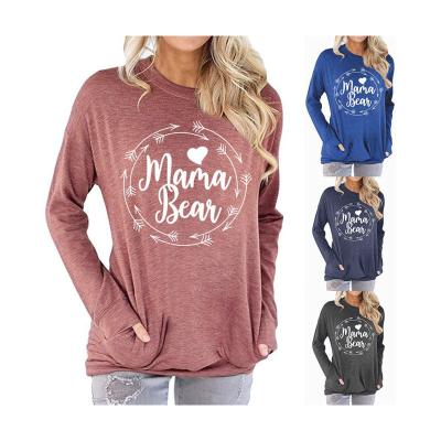 China Breathable Amazon hot sale women's clothing hoodie letter printing loose bear women's mom T-shirt cotton top T-shirt for sale