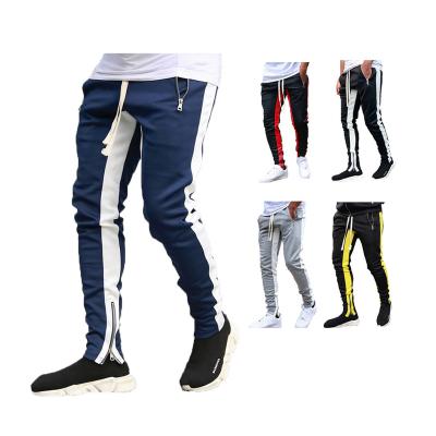 China New Fashion Summer Slim Fit Tapered Zipper Men's Slim Fit Tapered Men's Stripe Joggers Cotton Clothing Casual Men's Lounge Joggers Anti-Static Workout for sale