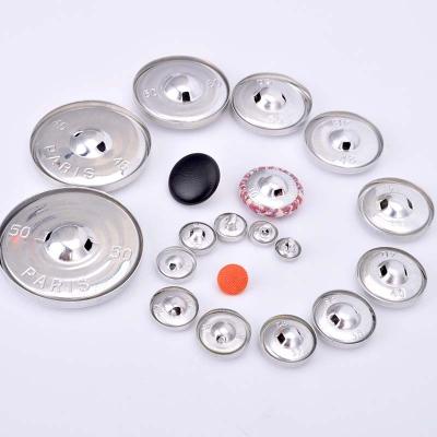 China Washable Cloth Covered Fabric Buttons Aluminum Handmade DIY Metal Roll Shape Around Cloth Accessories Clothes for sale