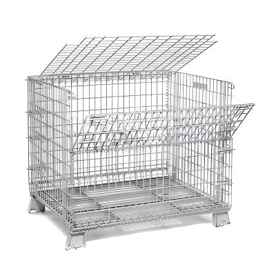 Chine Cage de stockage de dépôts lourds portable galvanisée à treillis de fil de fer pliable à vendre